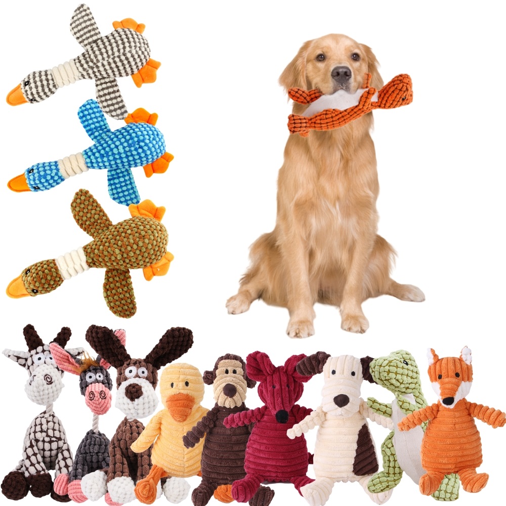 Interactive Squeaky Plush Dog Toy - Animals Shape Squeaky Toys Plush Dog