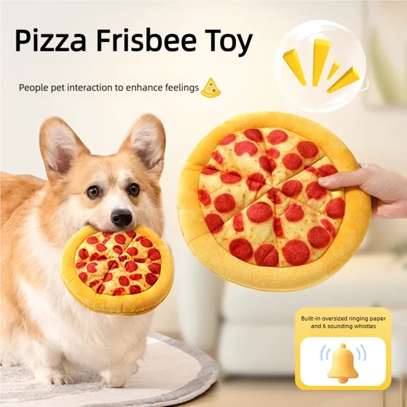 Interactive Squeaky Plush Dog Toy - Plush Pizza Shaped Dog Toy Interactive